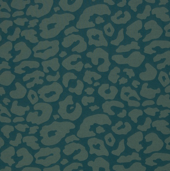 Fleece groenblauw met panterpatroon